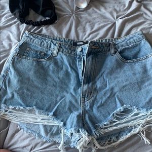 High waisted distressed shorts